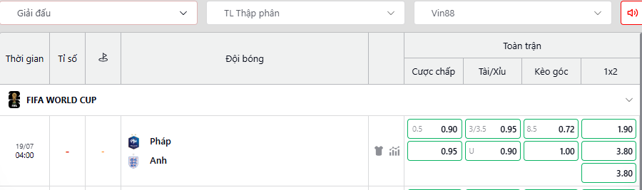 Soi kèo Pháp vs Anh 04h00, 19/07/2026 Hạng 3 World Cup 2026 1 Soi kèo Pháp vs Anh 04h00, 19/07/2026 Hạng 3 World Cup 2026